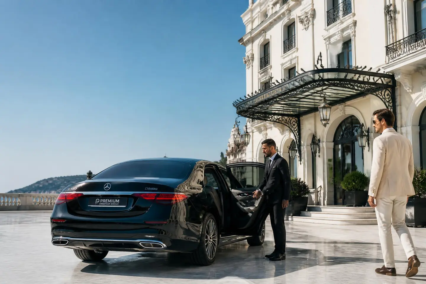 Chauffeurservice in Basel — schwarze Limousine mit Chauffeur